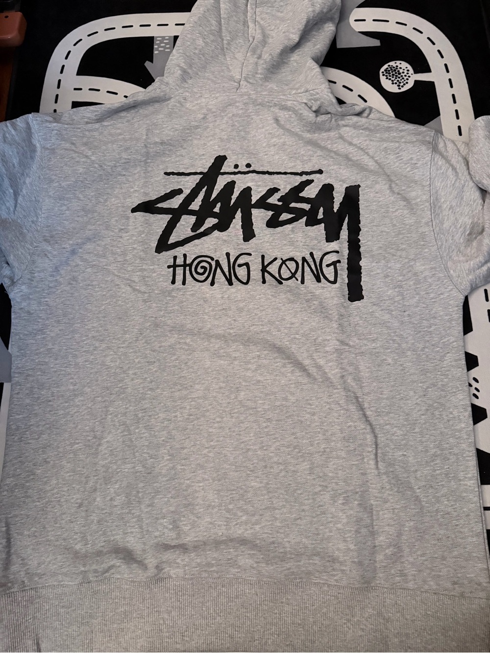 Stussy Hong Kong Grey Hoodie - Men's Casual Pullover Size L